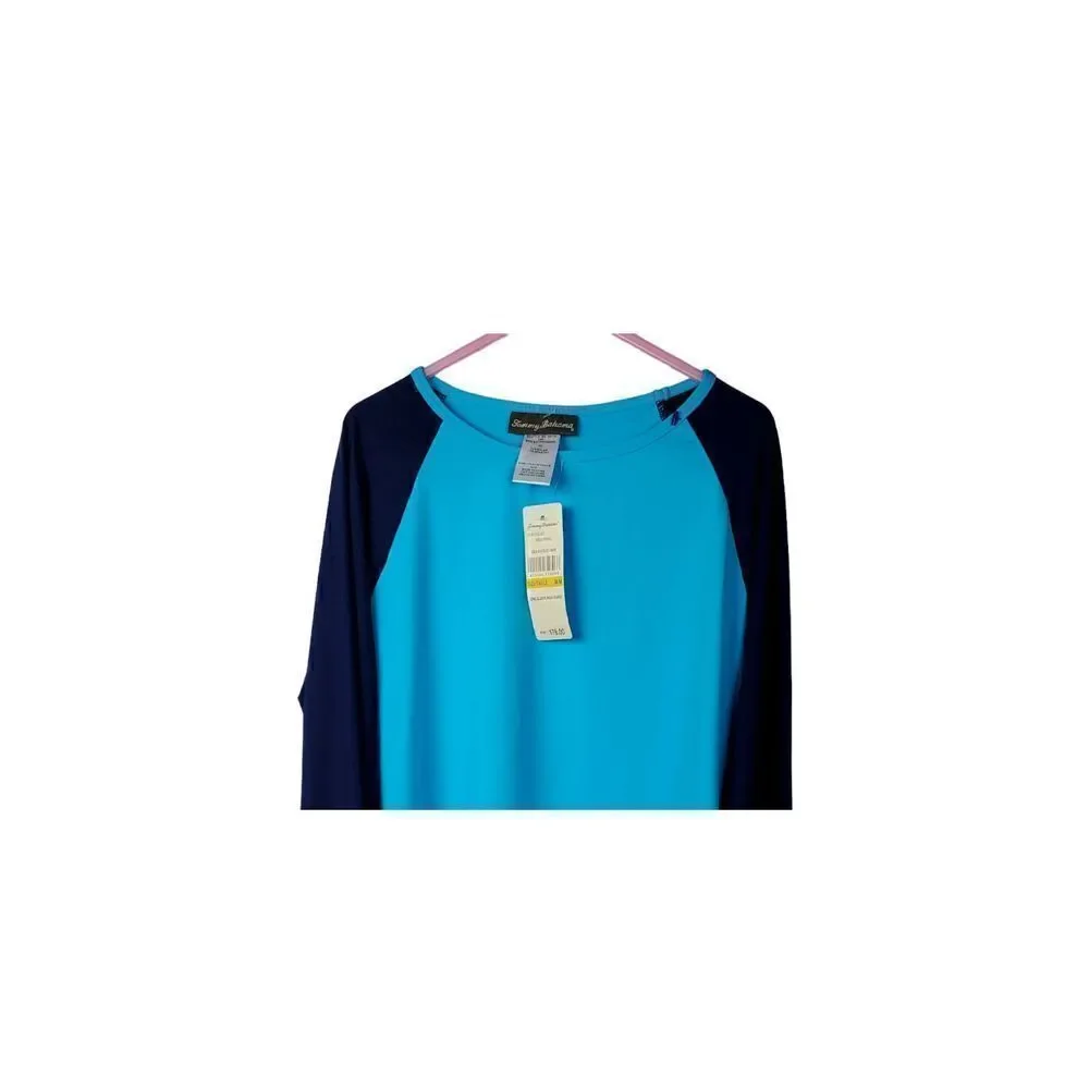 New Tommy Bahama Rashguard Boy's Size Medium Swim Long Sleeve Blue Aqua Pool